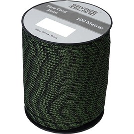 100m Reel Paracord Army Camping for Tent Basha Bivi Shelter Buidling Hammock Gardening Bushcraft in Green, Black, Coyote and Red Colours (Olive Green/Black)