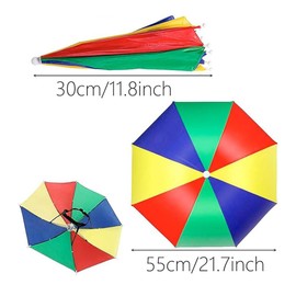 YANGWEN Umbrella Hat, Mini Foldable Parasol Hat Outdoor Sun Rain Protection with Elastic Bands For Golf Camping Beach Activities Fishing Hats Headwear