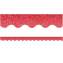 Red Sparkle Scalloped Border Trim