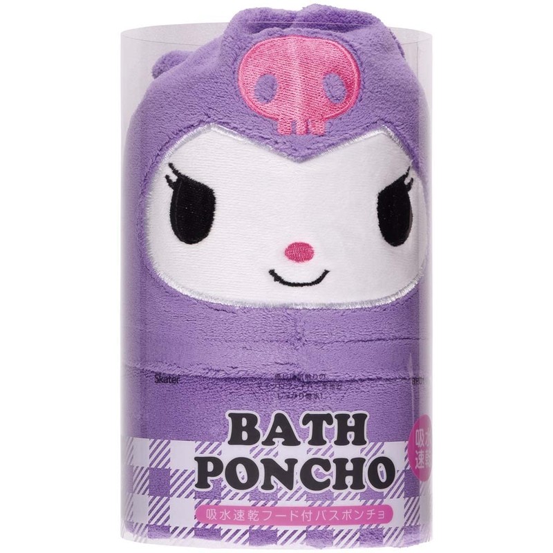 Skater BPO1-A Sanrio Water Absorption Quick-Drying Hooded Basponcho Kuromi Length