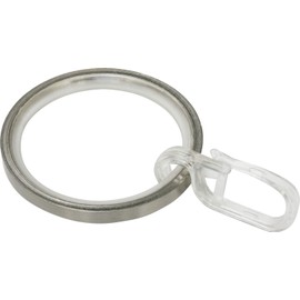 GARDINIA Curtain Rings for Curtain Rods Diameter 25 mm with Sliding Insert and Curtain Hooks, Pack of 10, Width 4 mm, Metal, Stainless Steel Look