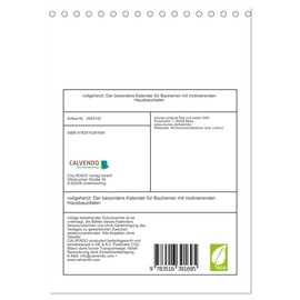 vollgeherzt: The Special Calendar for Builders with Motivational Home Building Quotes (Desk Calendar 2026 DIN A5 High), CALVENDO Monthly Calendar