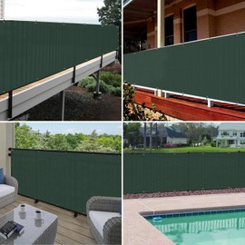 Windscreen4less 3'x6' Deck Balcony Privacy Screen for Deck Pool Fence Railings Apartment Balcony Privacy Screen for Patio Yard Porch Chain Link Fence Condo with Zip Ties Green