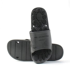 Black acupressure slippers for bathroom 2 pair set (265-270mm)