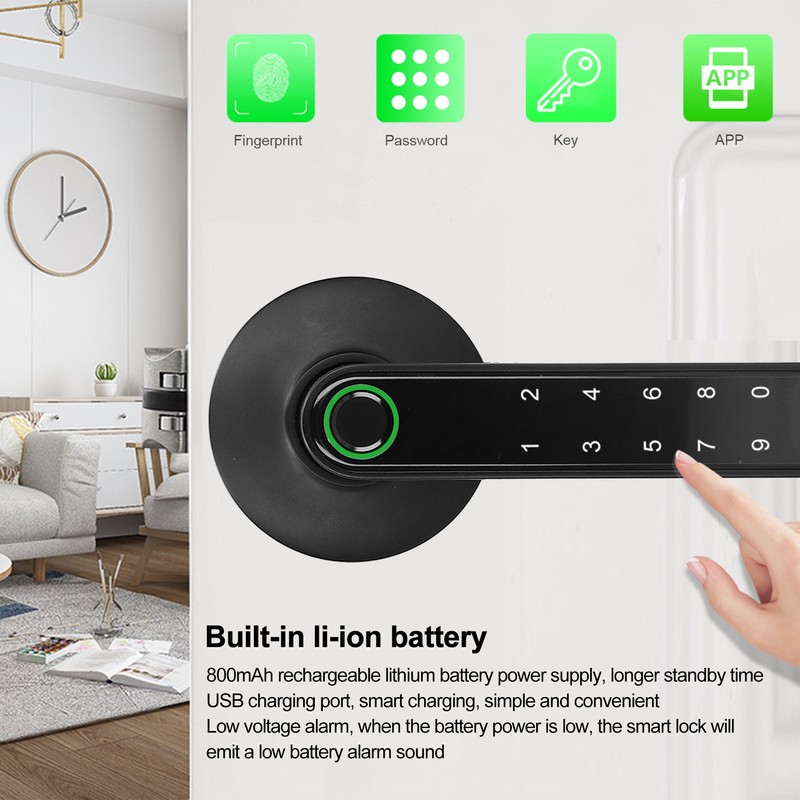 Fingerprint Lock Keyless Entry Smart Handle Password Electronic for Tuya