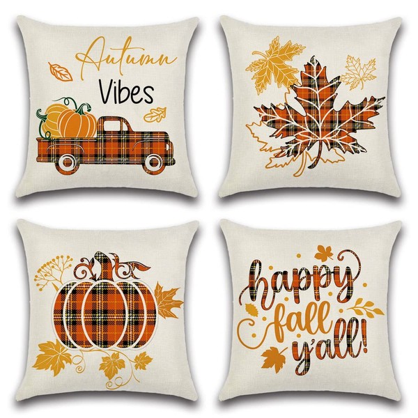 Artscope Pack of 4 Buffalo Check Cushion Covers, 45 x