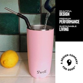 S'ip by S'well Vaso de acero inoxidable para llevar el café, el té y las bebidas frías durante 16 horas y calientes, sin BPA, 24 onzas, color rosa