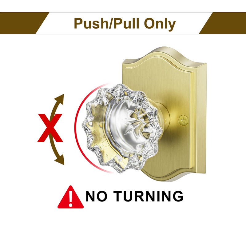 HOSOM 2 Pack Dummy Door Knob, Glass Door Knobs Interior/Exterior