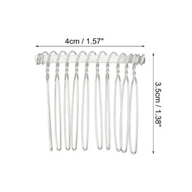 VOCOSTE Anti-Slip Hairside Comb Axserie Metal Silver Tone Hair Side Comb Retaining Hair Clip 4cm Pack of 2