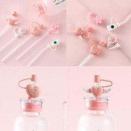 Orange Sun Straw Cover Cap Reusable Silicone Straw Toppers Drinking Straw Tips Lids for 8-10 mm Cute Straws Plugs Kitchen Dinin Not include (ZS007)