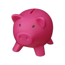 PVC Piggy Bank with Soft Body in Vibrant Colours. Original Little Kids Money Boxes with Plug. Lightweight and Durable Travel Money Box (Fuchsia/Pink)