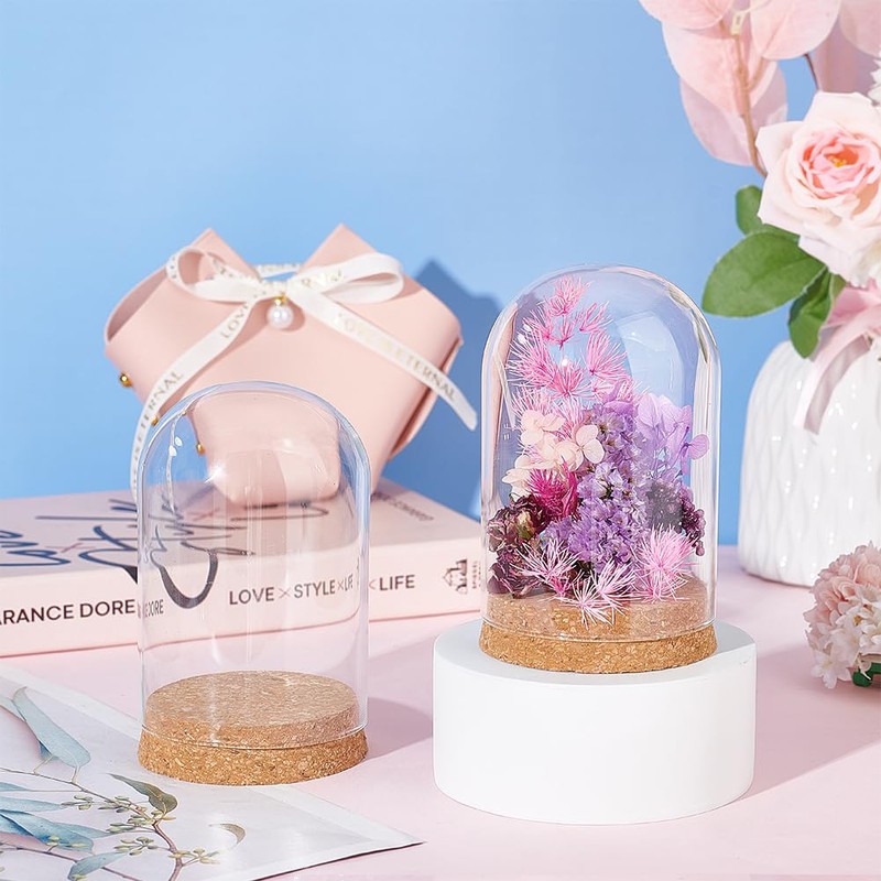 BENECREAT Glass Display Dome with Cork Base, 2 Sets, 11.8x8cm