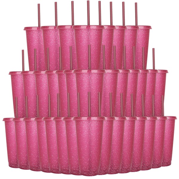 Suertestarry 36 Pack Plastic Reusable Cups 24oz Bulk Tumblers with