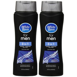 White Rain for Men 3 in 1 Shampoo/Conditioner/Body Wash Cool Ocean Wave - 15 oz, Pack of 2