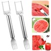 2Pcs Watermelon Fork Slicer Cutter 2-in-1 Stainless Steel Fruit Cutter Tools,2024 Upgrade Watermelon Cutter and Fork Tools for,Watermelon Slicer Tools for Summer Camping Kitchen Gadgets