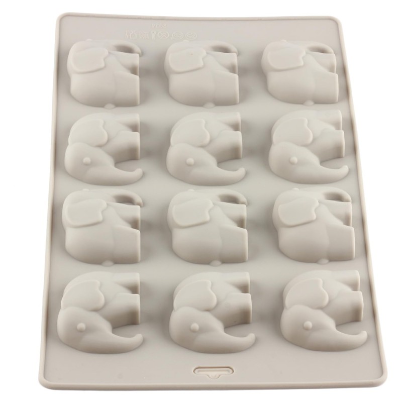 EPYHREHM 12 Cavity Elephant Silicone Chocolate Molds For Chocolate Candy