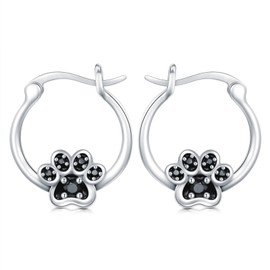 POTOPYY Hoop Dog Earrings Christmas Gifts for Women 925 Sterling Silver Huggie Paw Print Earrings for Women Hoop Paw Earrings Animal Earrings, Dog Cat Gifts for Women Daughter Mom Christmas Anniversary Valentine's Day Birthday