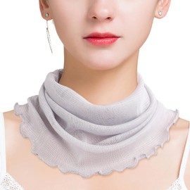 sanctrifolium 100% Silk Neck Cover, Snood, UV Protection, Cold Protection, Sunburn Protection, Neck, UV Protection, Women's Solid Color, silvery grey