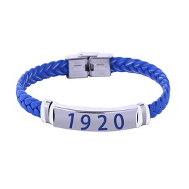 Stainless Steel Blue Leather Greek Letter Sorority ZETA 1920 Bracelets Bangles Finer Women Jewelry For Her