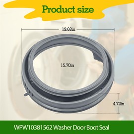 WPW10381562 W10290499 Door Seal Compatible with Maytag Whirlpool Washer Bellows, Replaces Whirlpool Duet Washer Door Seal Parts WFW9150WW00 WFW9151YW00 WFW9250WW00 WFW9351YW00