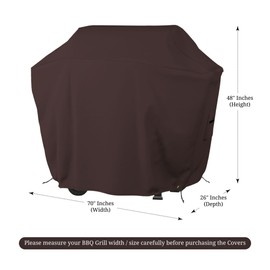 Covers & All BBQ Grill Cover, 12 Oz Waterproof UV & Weather Resistant, Outdoor Cover with Air Vents & Drawstrings (70” Inch, Coffee)