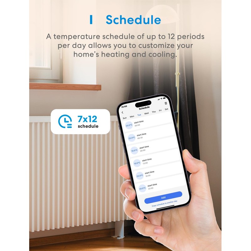 meross Smart Temperature Controller 15A 1800W, Smart Wi-Fi Thermostat Controlled