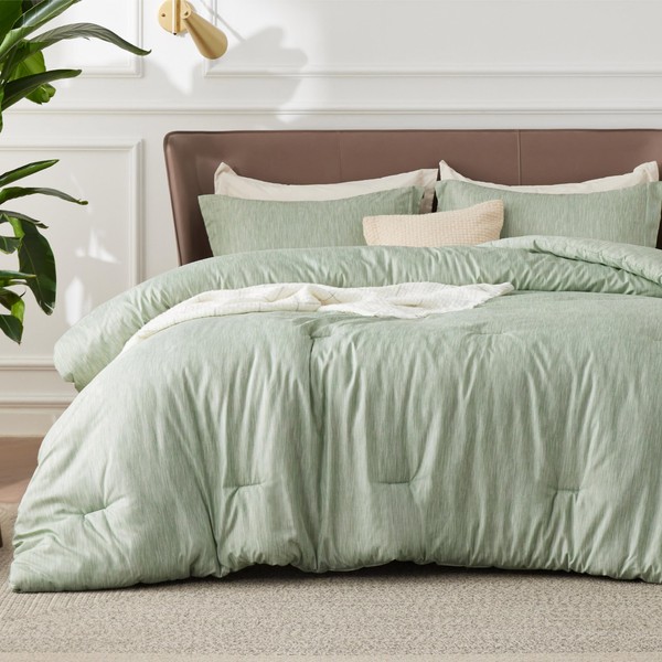 Bedsure Queen Comforter Set - Celadon Green Soft Bedding for
