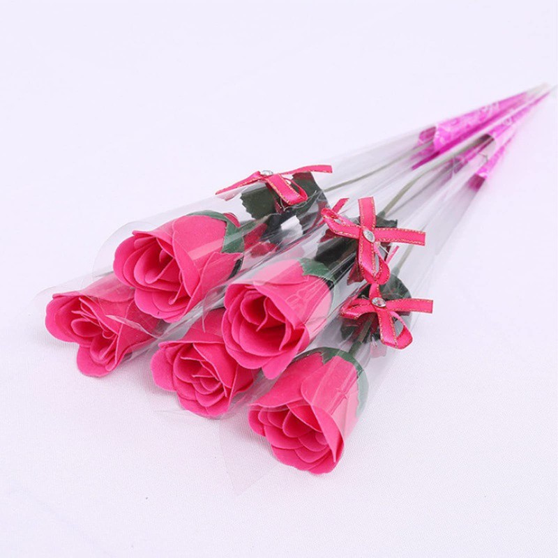 24 Pcs Soap Flowers, Roses, Individually Wrapped, Non-Withering, Gift (Pink