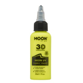 Moon Glow - Neon UV 3D Fabric Paint - 30ml - Intense Yellow - Textile paint for clothes, t-shirts, bags, shoes & canvas