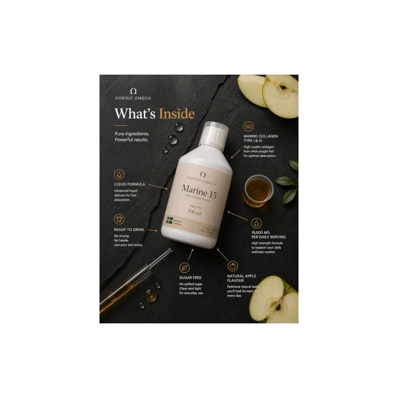 Marine Collagen 15, Sugar Free, Natural Apple Flavour, 500ml (1)