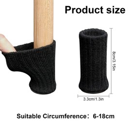 16 Pcs Chair Leg Socks with Felt Pads, Double Layered Non Slip Knitted Furniture Booties for Home School Office Library (Black)