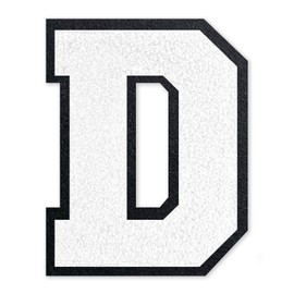 VGROSIA Iron On Letters, 4.5inch Large Chenille Iron On Patch Alphabet Patches for Varsity/Jacket/Hoodie/Hats (White,D)