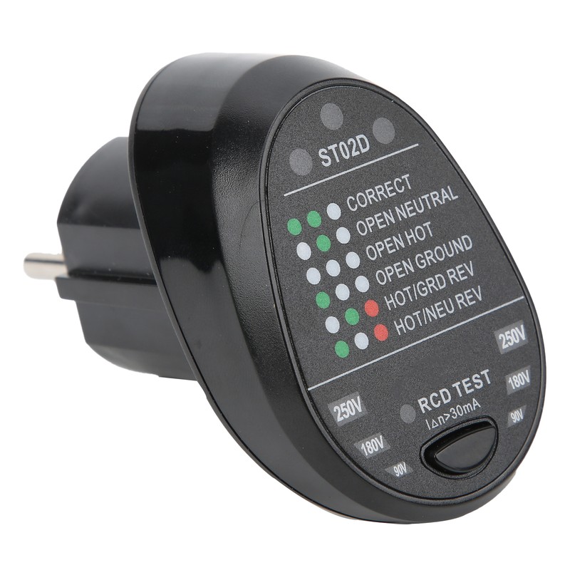 ST02D Electric Socket Tester Circuit Polarity Detector Mains Fault Checker