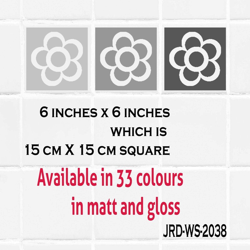 Colorful Flower Tile wall Sticker for Bathroom, Bathroom stickers, Tile
