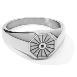 BENIQUE Chunky Gold Silver Signet Ring For Women Men, Statement Pinky Hexagon Sun Signet, Non-Tarnish 18K Gold Plated Stainless Steel Comfort Fit Size 4 5 6 7 8 9 10, Stainless Steel, No Gemstone