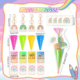 HOWAF Pack of 4 First Day at School Gift Sibling School Cone Boys Girls, Small School Cone Siblings Sugar Bag Small with Coloured Pencils, Keyring Rainbow for School Child First Day of School Gifts, A
