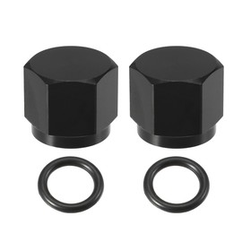ACROPIX AN6 Universal Female Flare Cap Port Plug Block Off Fitting Nut Adapter with O-ring Black - Pack of 4