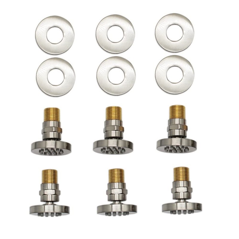 HOMEDEC 6pcs Round Brass Shower Body Spray Massage Jets Spa-like