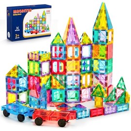 Ryoichi Juego de 138 Piezas de Azulejos Magnéticos de Construcción con 2 Coches, Bloques de Construcción Educativos STEM y Juguetes de Aprendizaje Mon