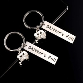 SUNSH 2PCS Shitter's Full Camper Keychains for Men Women Teen Couple Best Friend Funny Camping Keyrings Keychain Outdoor Adventure Traveller Boyfriend Girlfriend Sister Brother Friendship Gifts