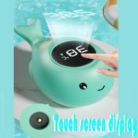 WYFCR Bath Thermometer, Bath Thermometer, Temperature Display on LED Screen, Cute Whale Shape, Temperature Warning Time Display, Cute Cartoon Baby Bath Thermometer for Children (Blue)