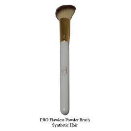 Tootloo Professional High PRO Flawless Powder Brush 2-Tone (Off-White and Light Brown) synthetic bristles 7" Black Wooden Handle. For eye shadow, blush, powder, foundation, and lips. (White)