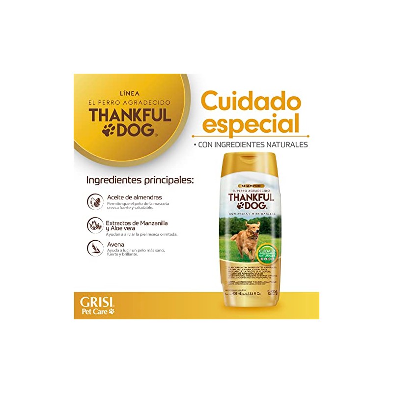 Shampoo De Avena Thankful Dog 400ml, color, 400 ml, pack
