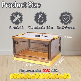 Chicken Brooder Box with Heating Warms and Adjustable Fan | Spacious Design to 15 Chicks & Feeding Set | Portable Poultry Breeding Kit for Ducklings, Quails, and Small Animals (23"x17"x14")