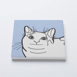 Cat Meme Coaster 5, Joyride Home Decor, Single Ceramic Coaster, 4-inch Individual Square Drink Coaster, Non-Slip Cork Back, Protects Surfaces, Express Your Style.