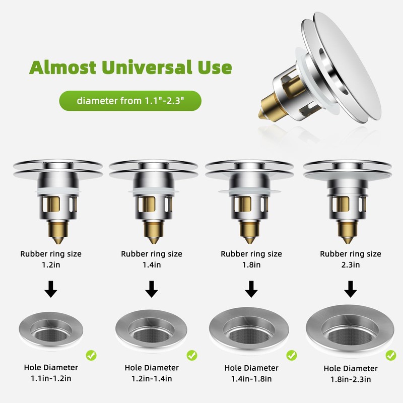 Universal Bathroom Sink Drain Strainer Hair Catcher Upgraded with Removable