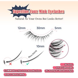 Eyelashes Cat Eye Lashes Natural Look 12mm False Lashes Wispy C Curl Eyelashes with 0.1Mm Thin Band 3D Volume Fake Eyelash Pack Natural Lash Strips 7 Pair Siligli
