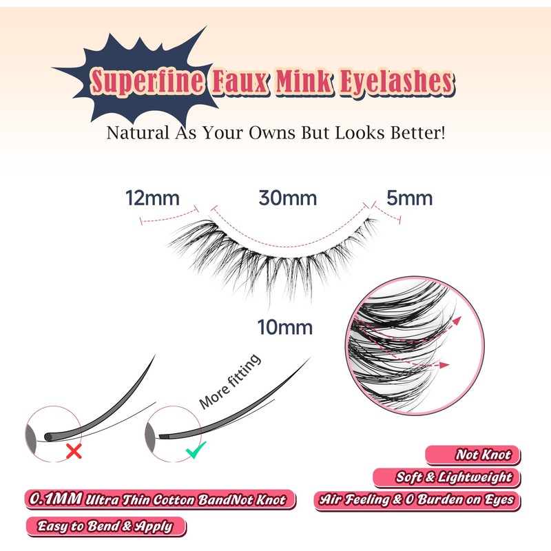 Eyelashes Cat Eye Lashes Natural Look 12mm False Lashes Wispy