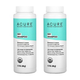 Acure Dry Shampoo - Brunette to Dark Hair - Powder Hair Care for Brunette - Refresh Treated Color Tinted Hair & Extend Cleansing with Cocoa & Rosemary Formula - 100% Vegan - 1.7 Oz (2 Pack)