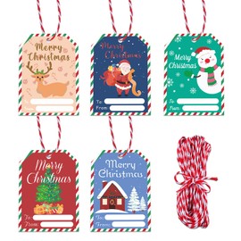 100 PCS Christmas Tags for Gifts, Christmas Gift Tags Stickers, Holiday Stocking Stuffers, Gift Tags with Strings, Christmas Labels for Gifts Presents, Christmas Decorations, Name Tags for Gifts
